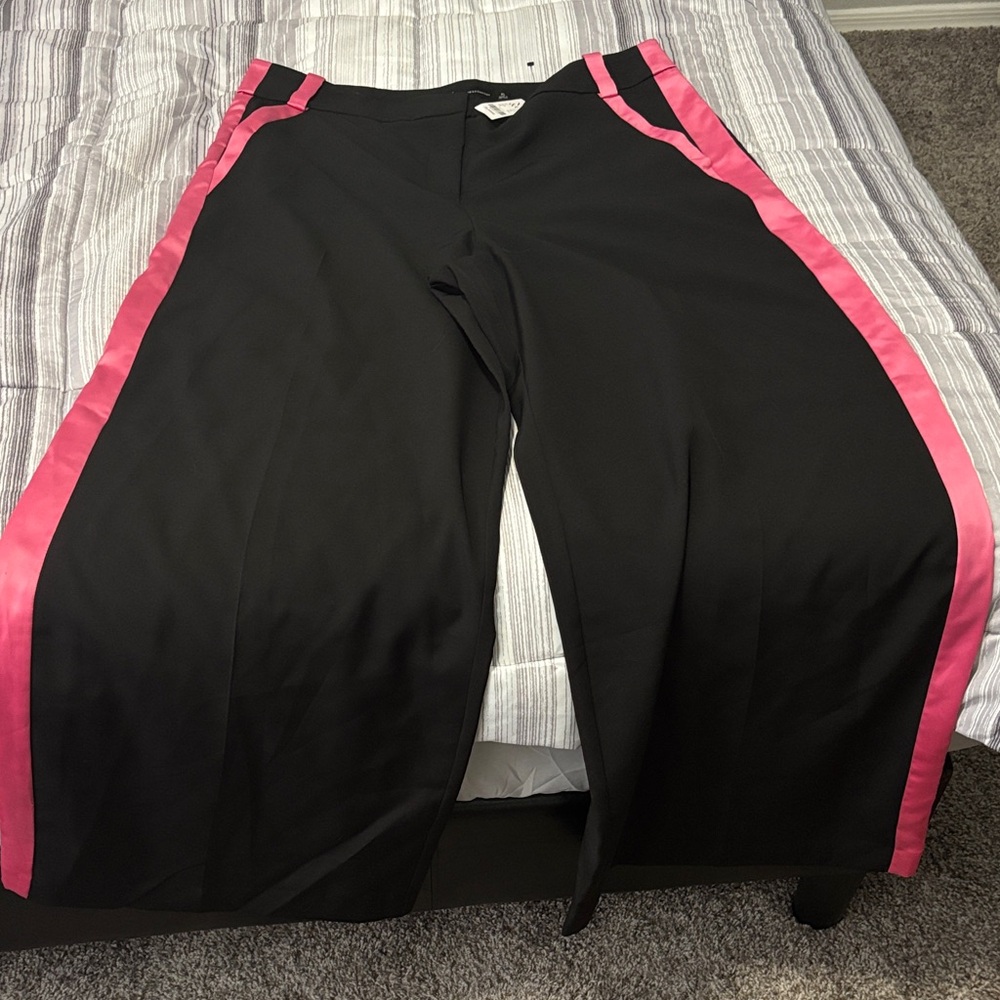 New York & Company Black Trousers with Pink Accents